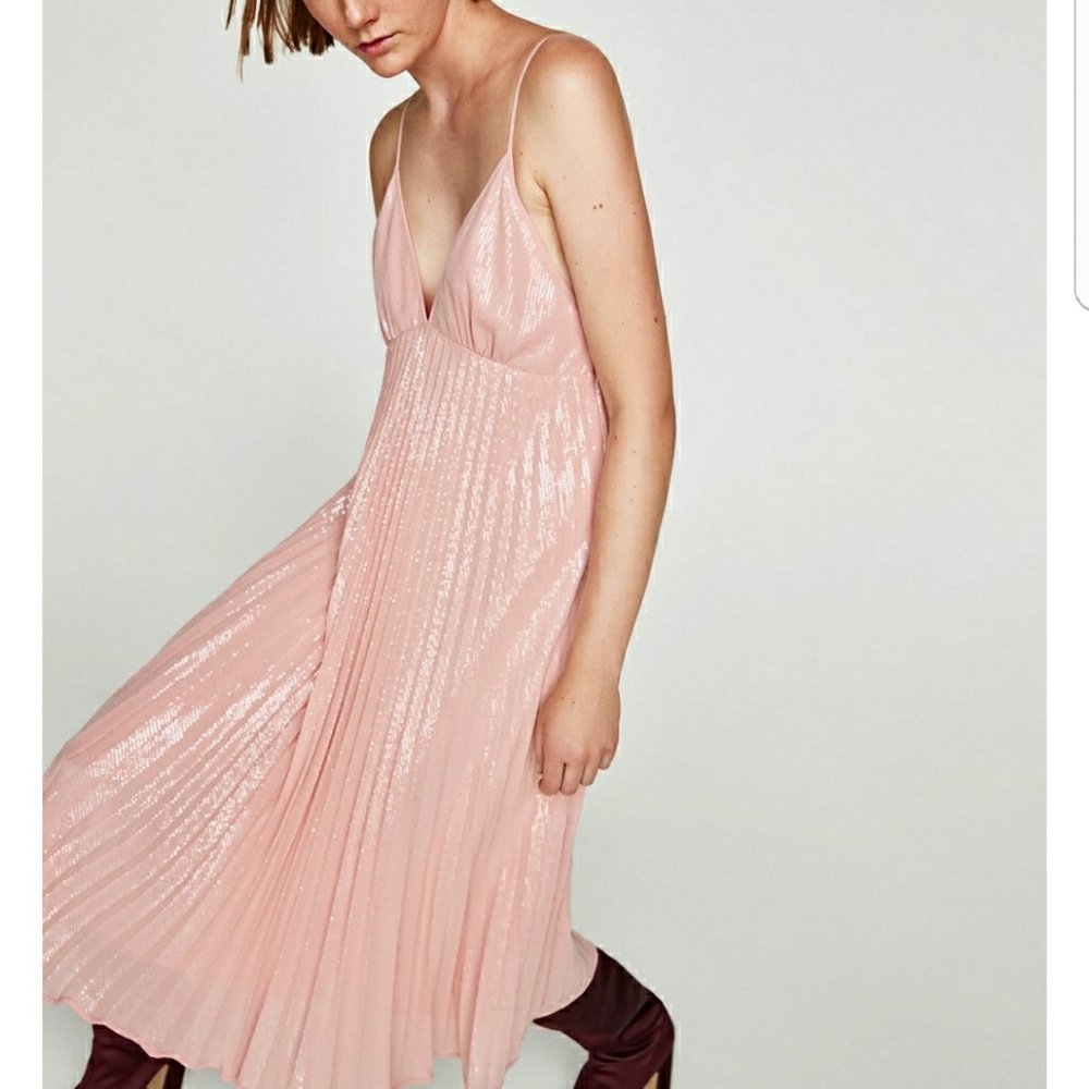 Zara Pink Sequin Midi Dress